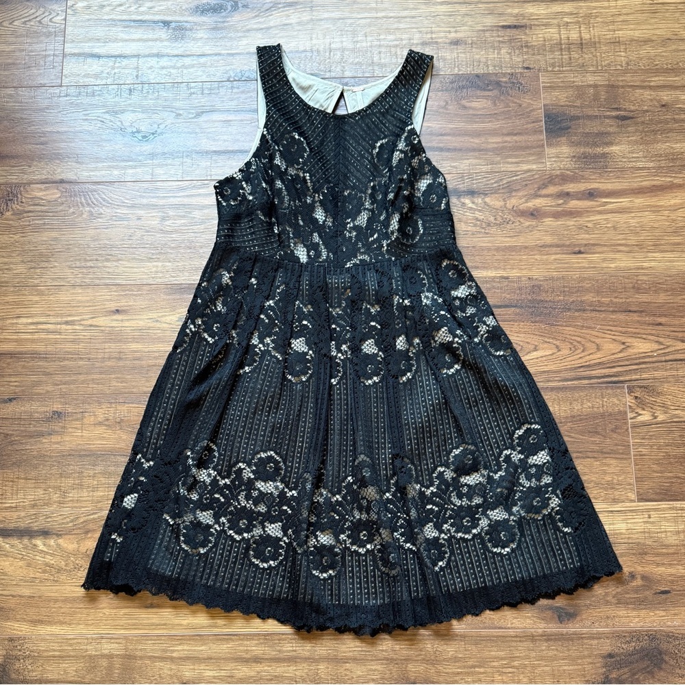 Free People “Rocco” Babydoll Black Lace Mini Dress Size 2 - Picture 1 of 13